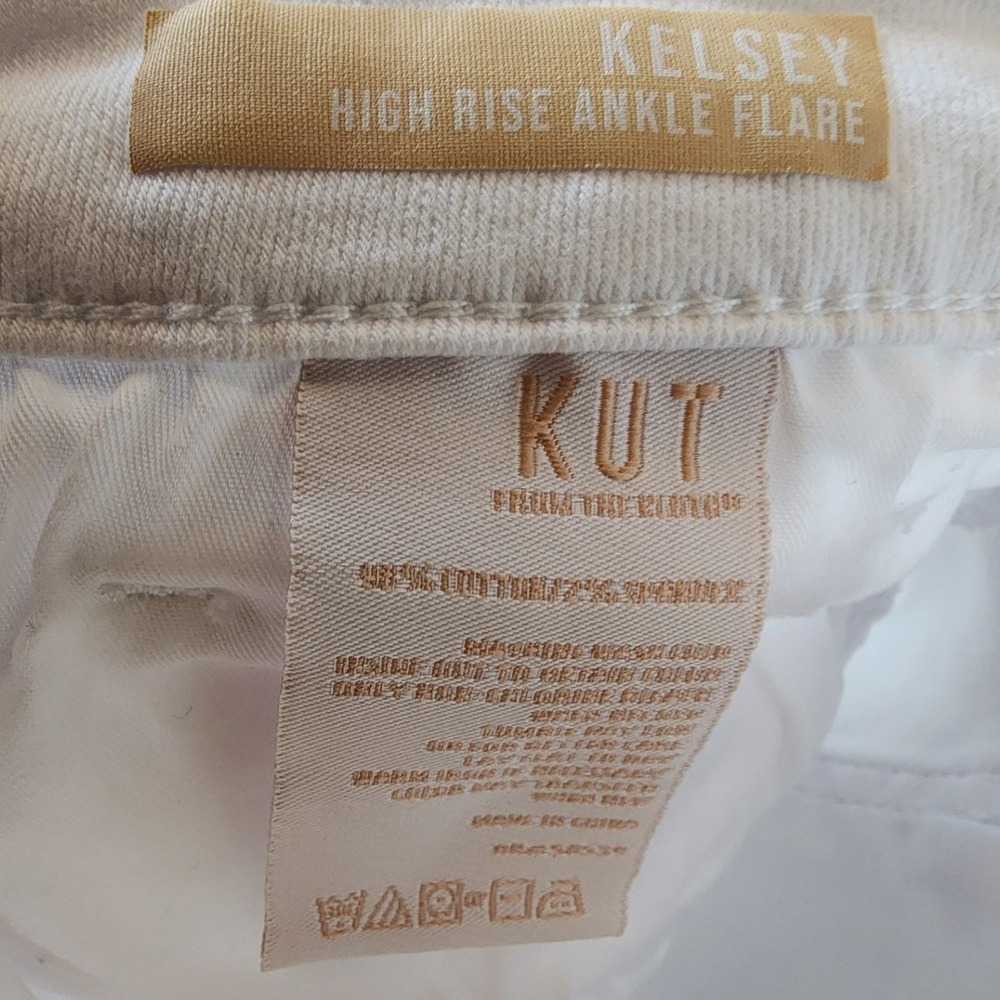 KUT from the Kloth 12 White Cropped Flare Jeans Raw Hem Boho Coastal Summer - Picture 9 of 12